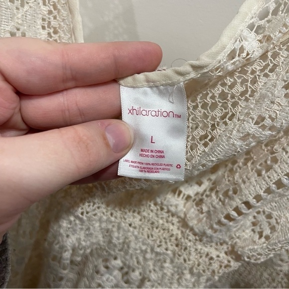 Xhilaration Lace Crochet Kaftan Mini Dress Swim Cover-Up in Cream Large - Picture 5 of 8